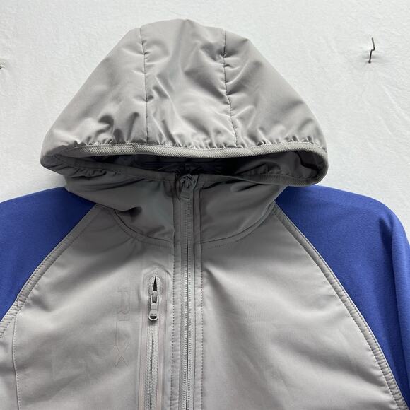 RLX Ralph Lauren Pullover Golf Quarter Zip Jacket Men M Hooded GrayBlue Moisture - Picture 2 of 12